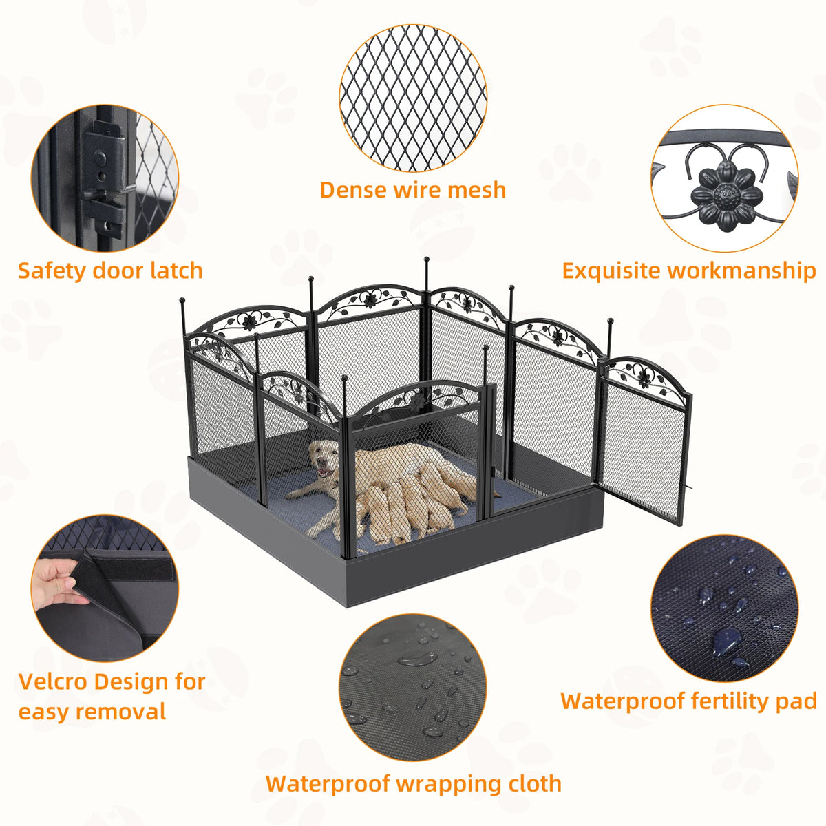 Bingopaw 8 Panel Metal Dog Playpen Heavy Duty Foldable Exercise Fence