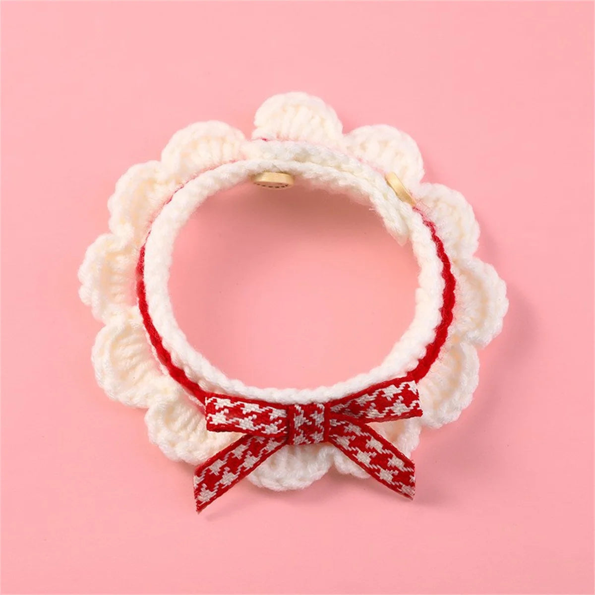 Adjustable Bow Knot Hand Knitted Decorative Pet Collar