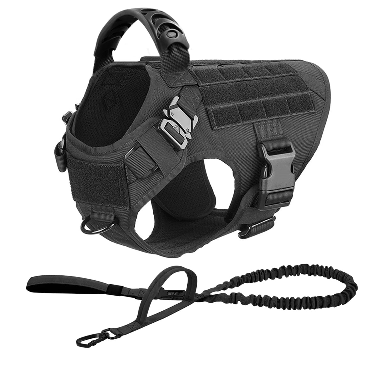 Petravel Padded Military Dog Harness Leash Set With Handle