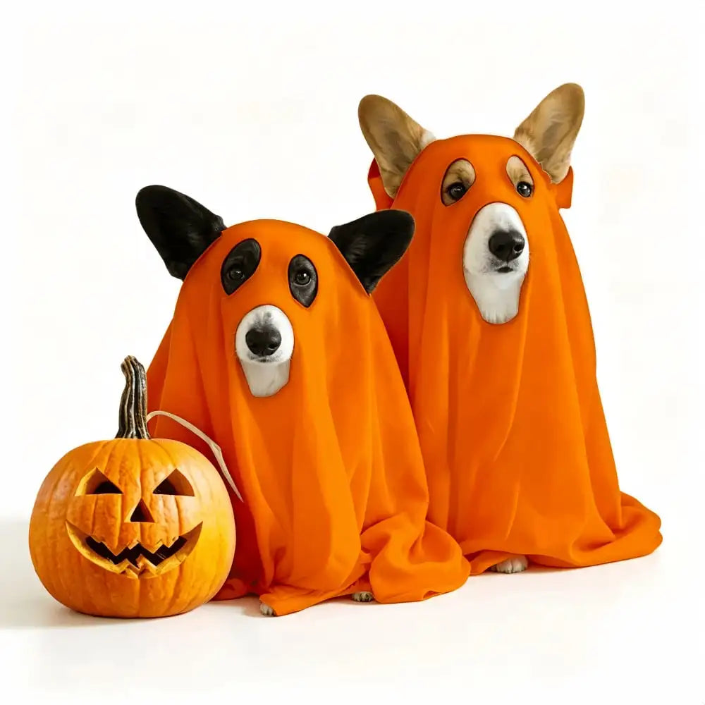 Halloween Ghost Pet Cape And Reindeer Antlers Costume Set