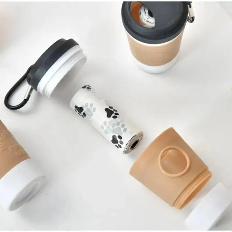 Portable Coffee Cup Design Pet Poop Bag Dispenser Dog Walking