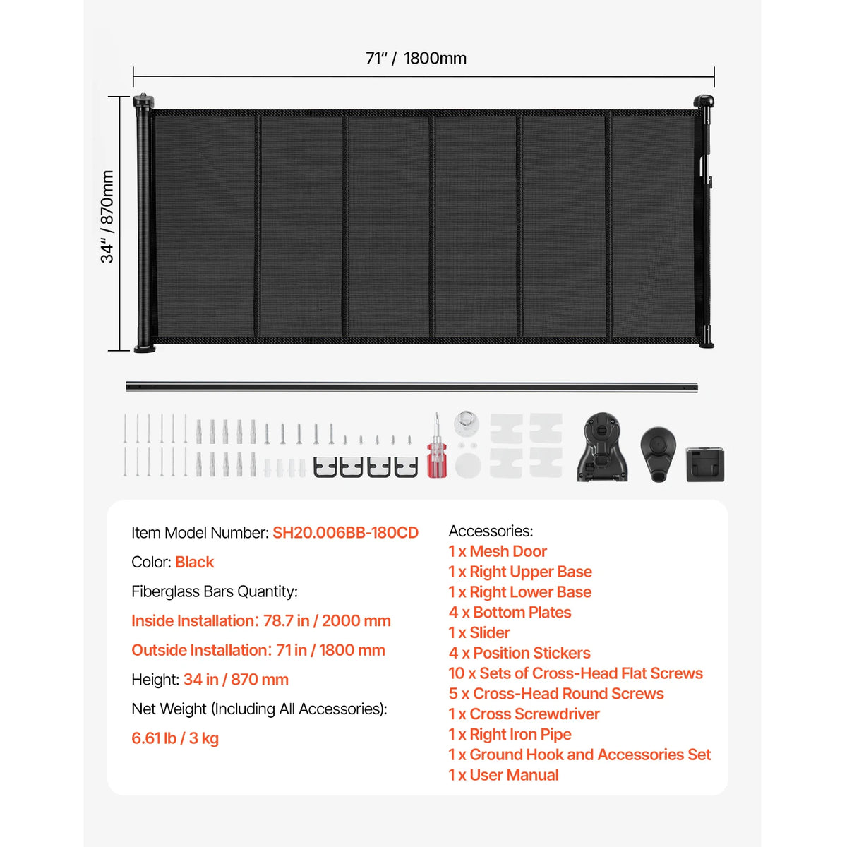 SucceBuy Retractable Baby Gate For Safe Indoor Home Protection