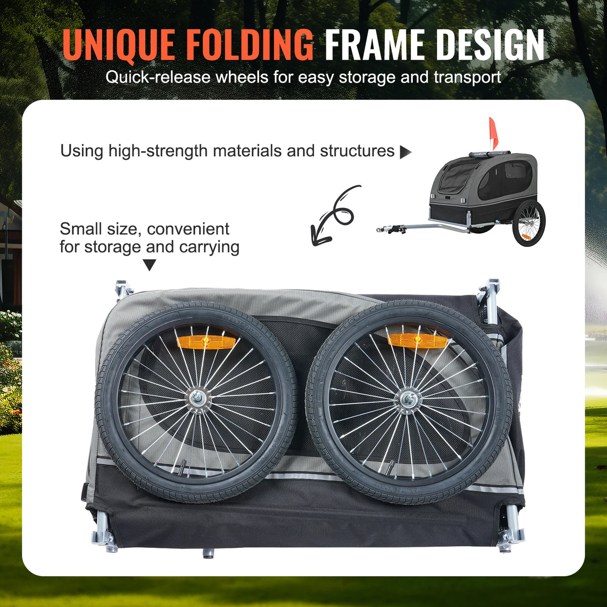 Collapsible Dog Bike Trailer And Pet Carrier With Reflectors