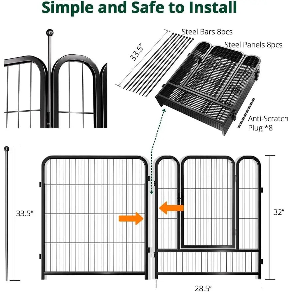 Heavy Duty Eight Panel Metal Dog Playpen For Home Use