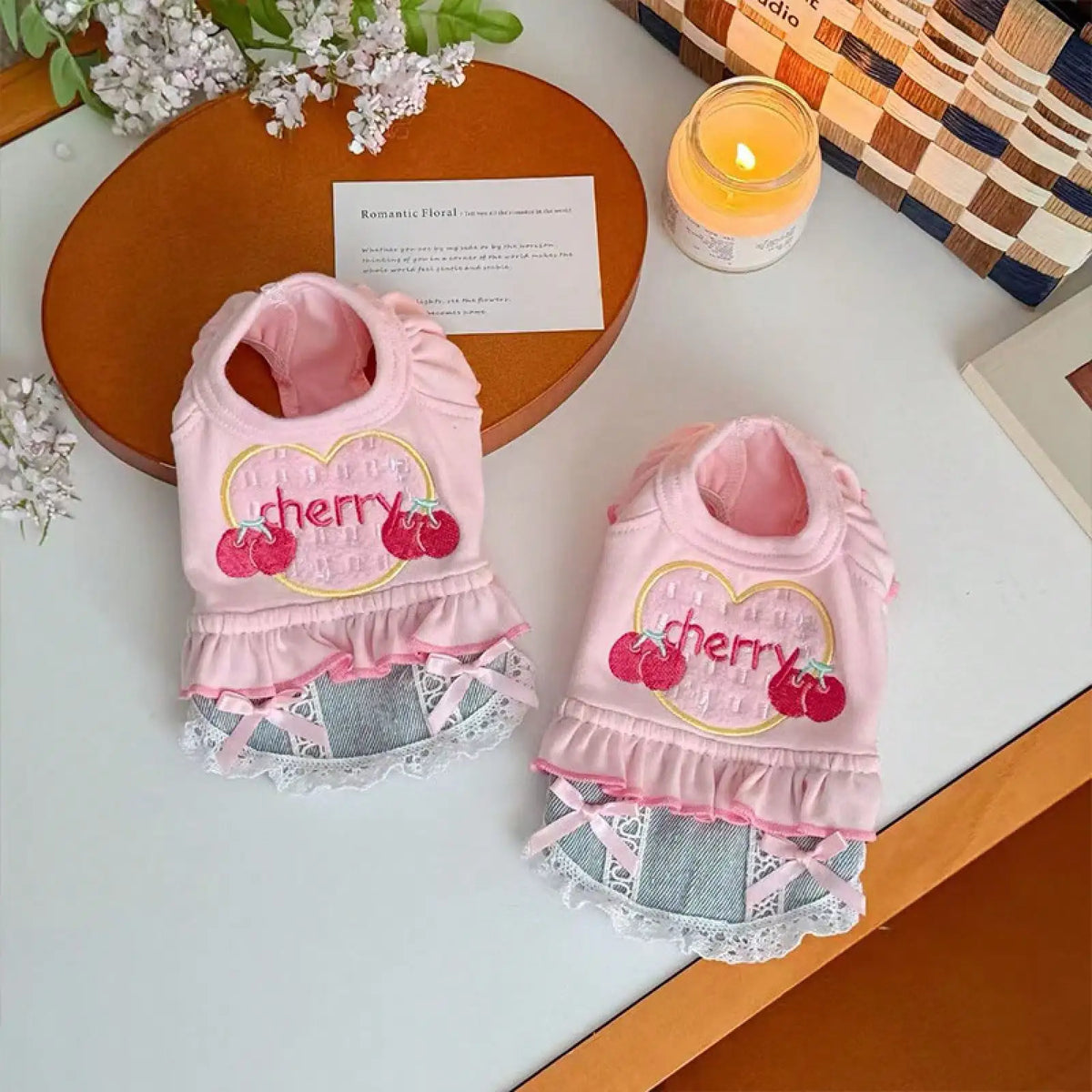 Dog Denim Skirt Vest Outfit for Outdoor Walking and Travel