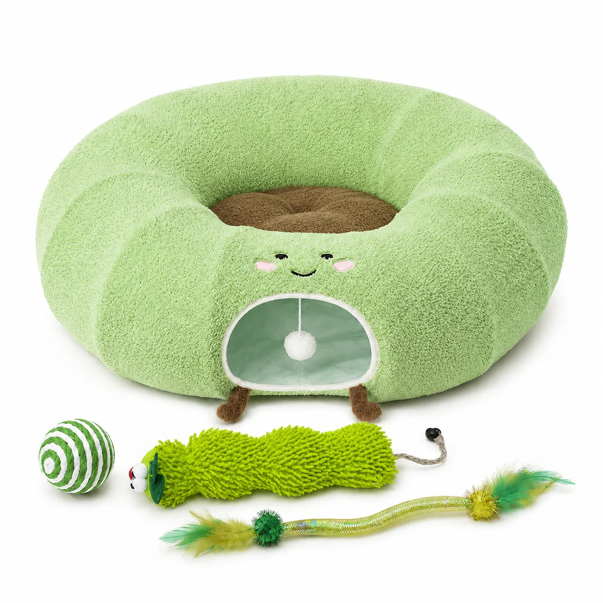 Convertible Cat Tunnel Bed With Plush Donut Cushion Play Hideaway
