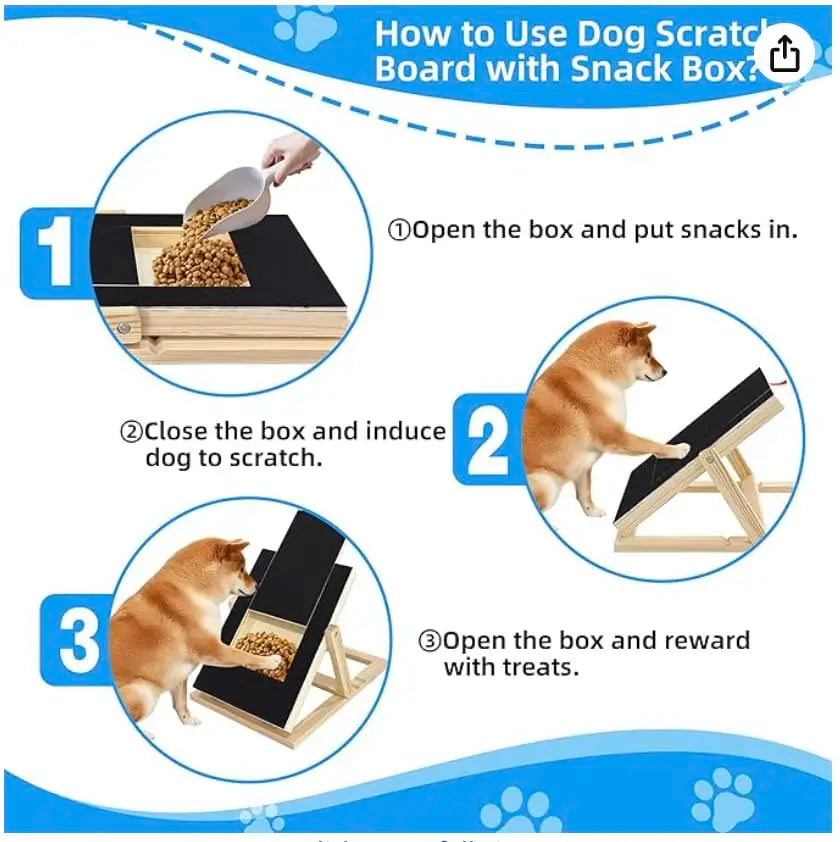 Wooden Dog Nail Scratch Board With Treat Drawer Filing Pad