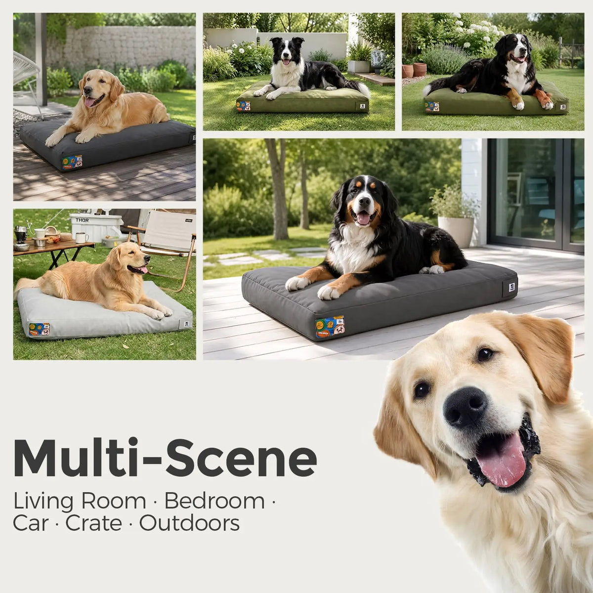 Indestructible Canvas Outdoor Dog Bed With Waterproof Removable Cover