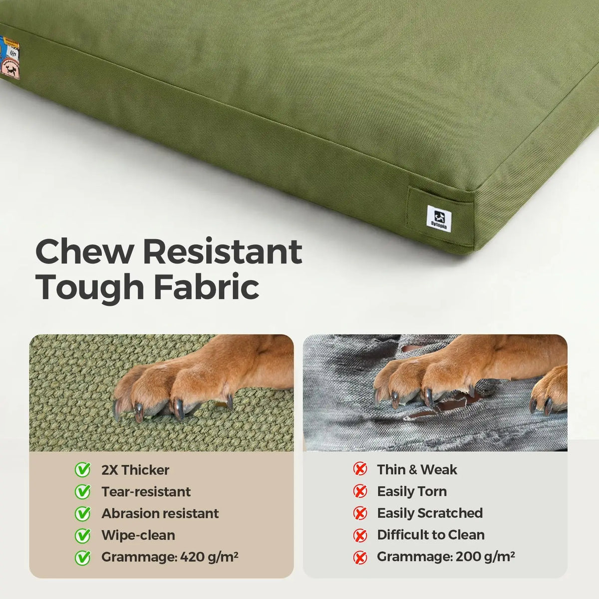 Indestructible Canvas Outdoor Dog Bed With Waterproof Removable Cover