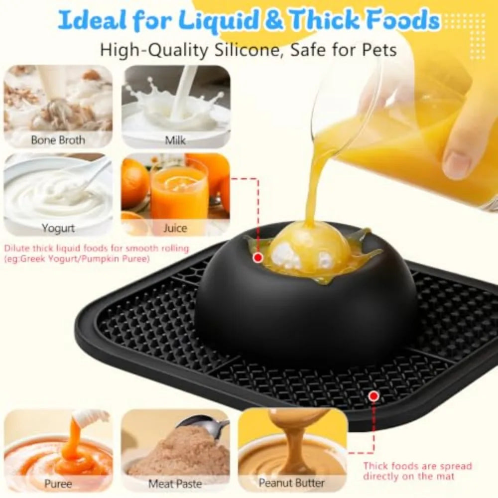 Anti-Slip Slow Feeder Bowl With Interactive Ball And Lick Mat
