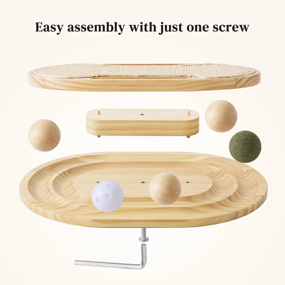 Cat Scratcher With Ball Track Toy And Natural Sisal Pad