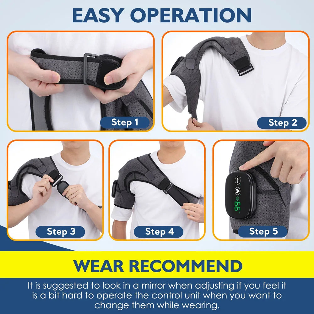 Electric Heated Shoulder Massager With Vibration And Adjustable Brace