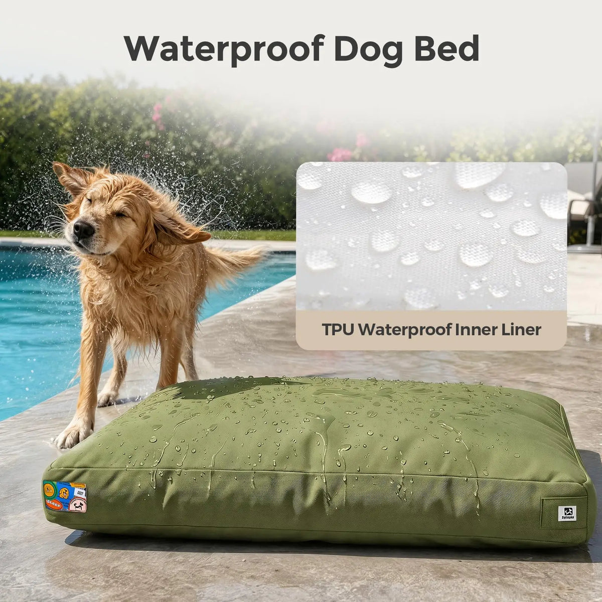 Indestructible Canvas Outdoor Dog Bed With Waterproof Removable Cover