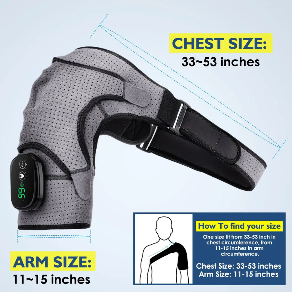 Electric Heated Shoulder Massager With Vibration And Adjustable Brace
