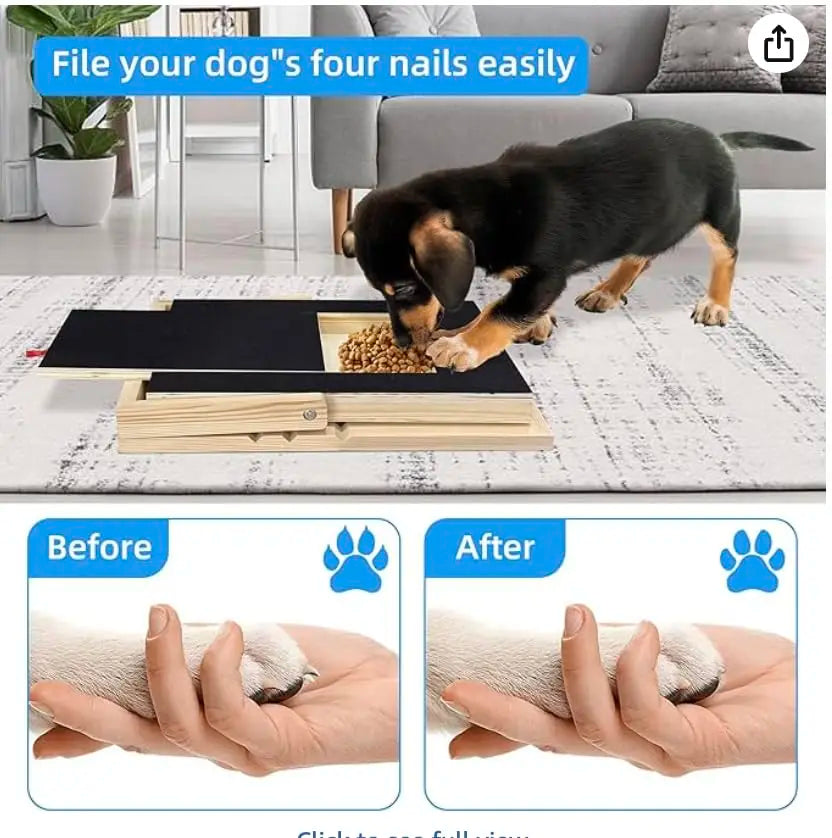 Wooden Dog Nail Scratch Board With Treat Drawer Filing Pad