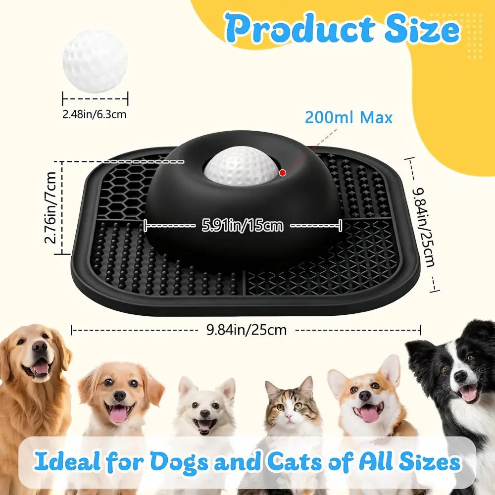 Anti-Slip Slow Feeder Bowl With Interactive Ball And Lick Mat