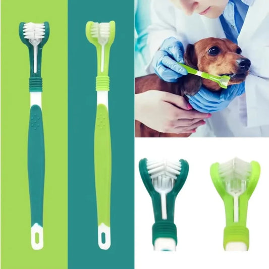 Three Sided Pet Toothbrush For Dogs And Cats Dental Cleaner