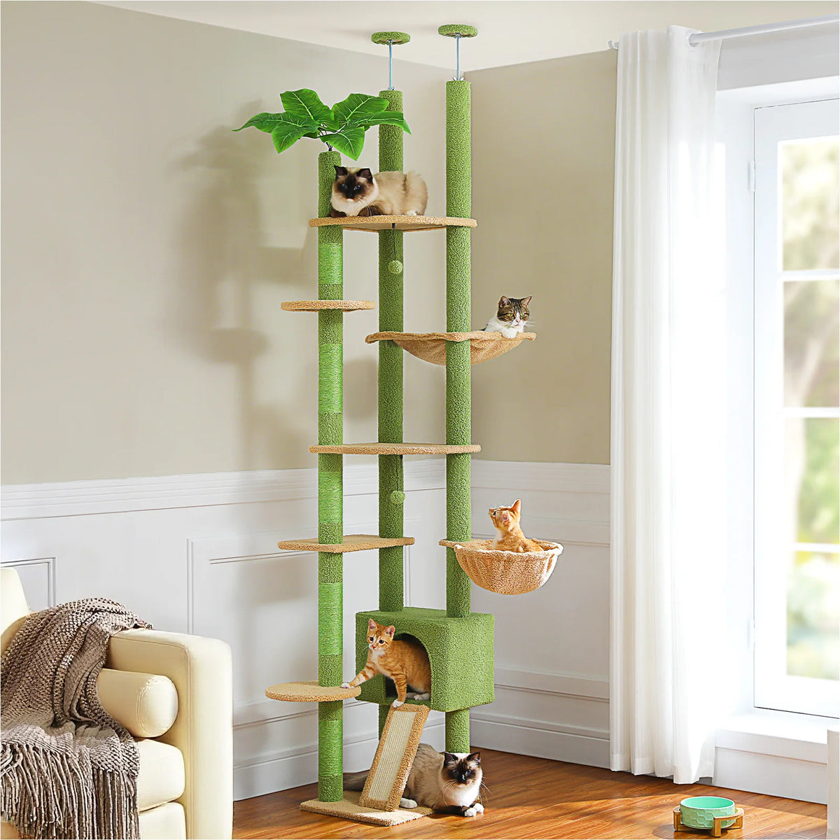 PawZ Road Height Adjustable Cat Tower With Sisal Scratching Posts