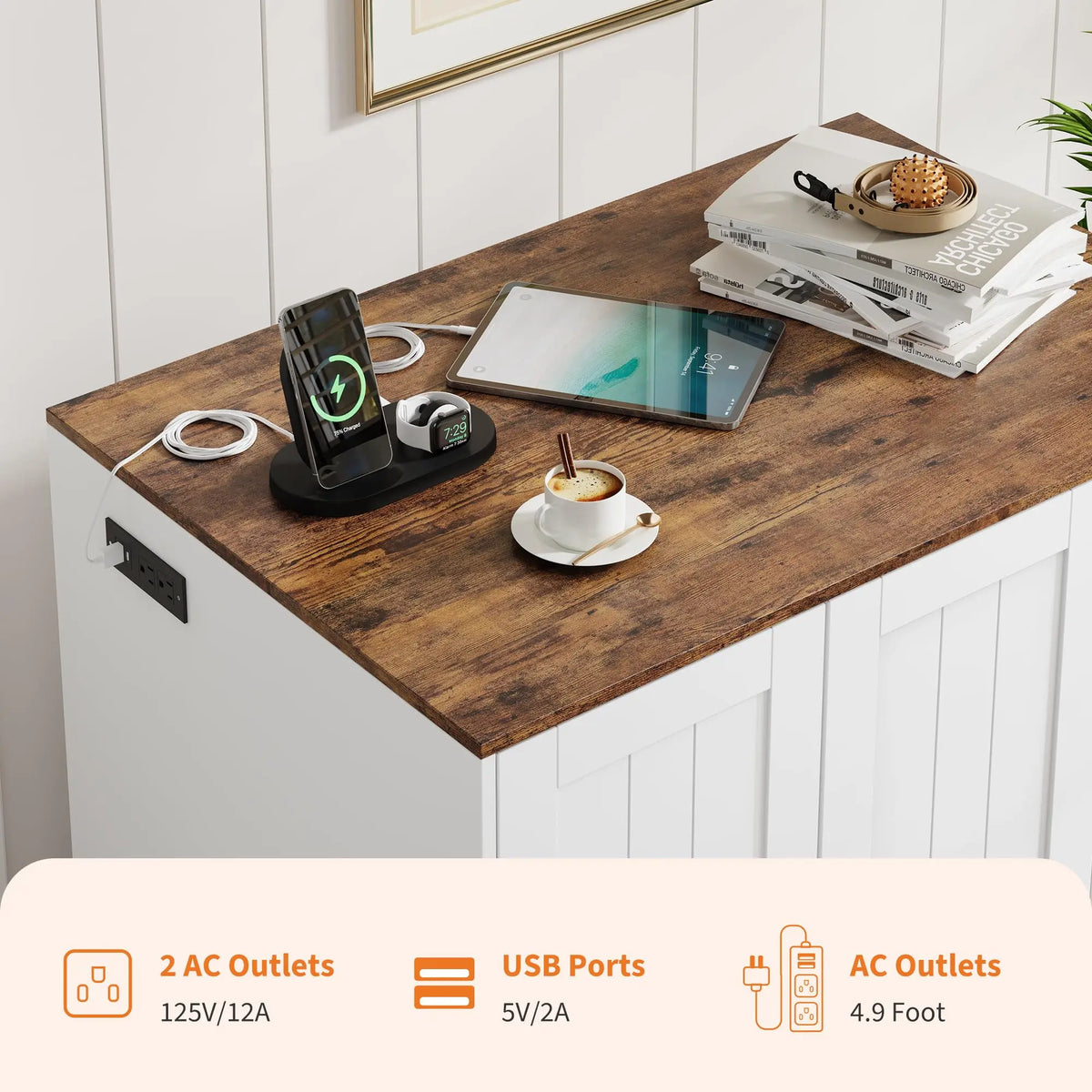 HiMiss Cat Litter Enclosure With Integrated Power Outlet Shelf