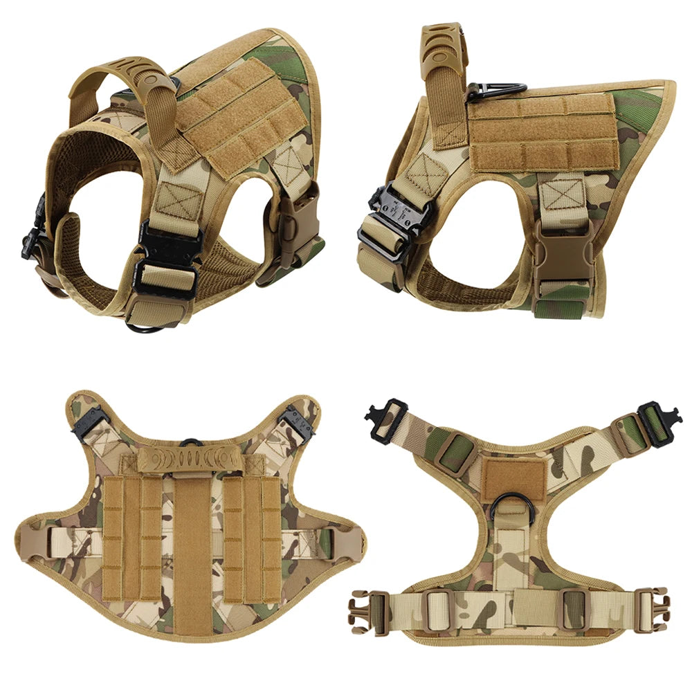 Petravel Padded Military Dog Harness Leash Set With Handle
