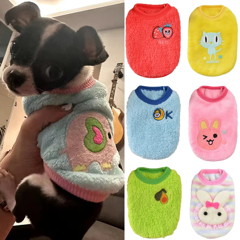 Cute Printed Dog Sweater Warm Fleece Winter Pet Pullover