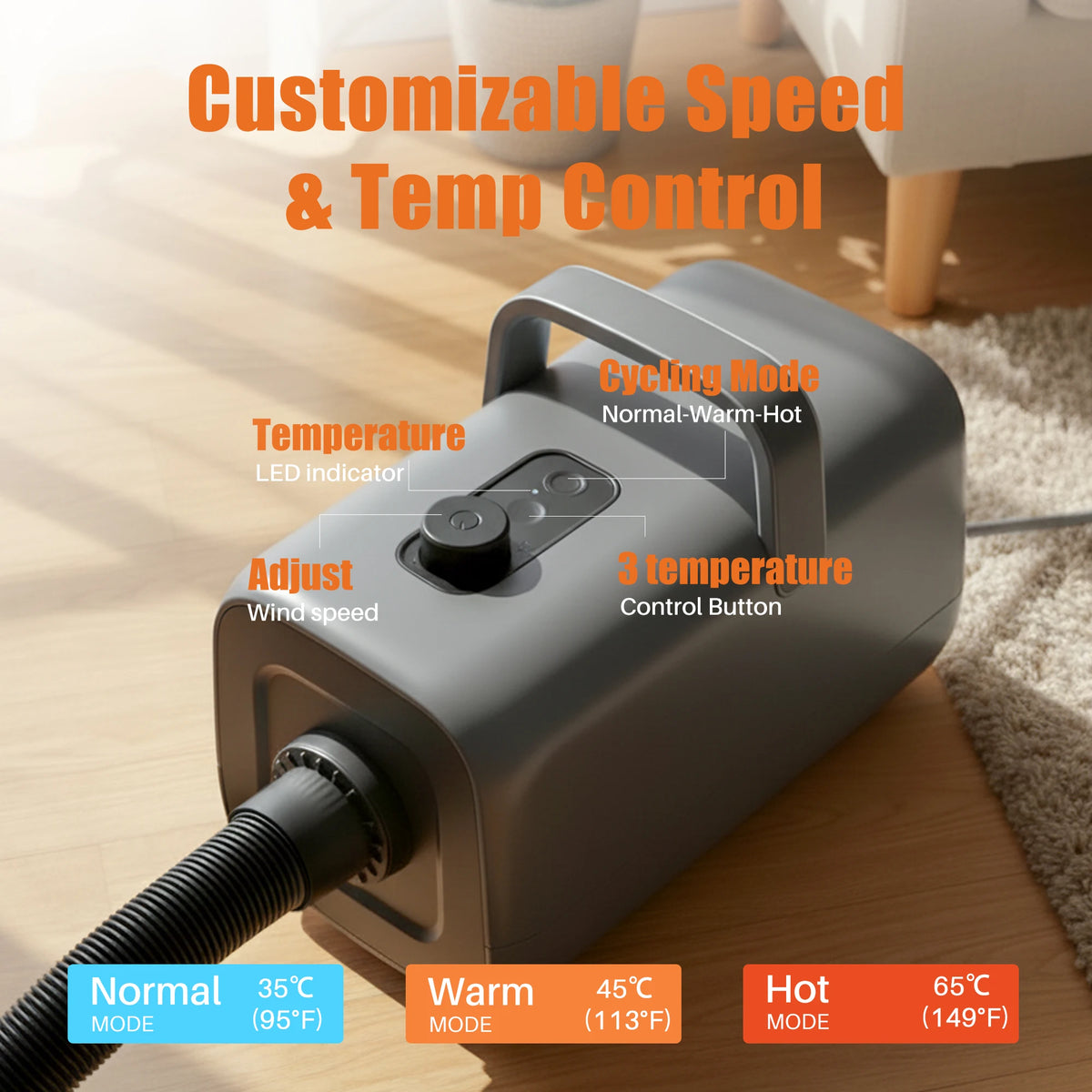 Jhk Low Noise Pet Grooming Vacuum Dryer With Four Nozzles
