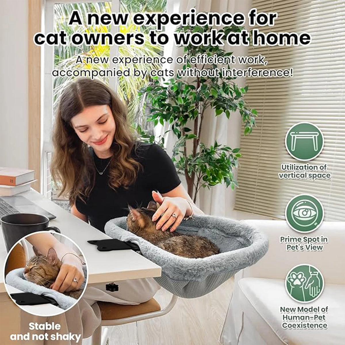 CWV Foldable Cat Desk Bed Hammock For Comfortable Indoor Rest