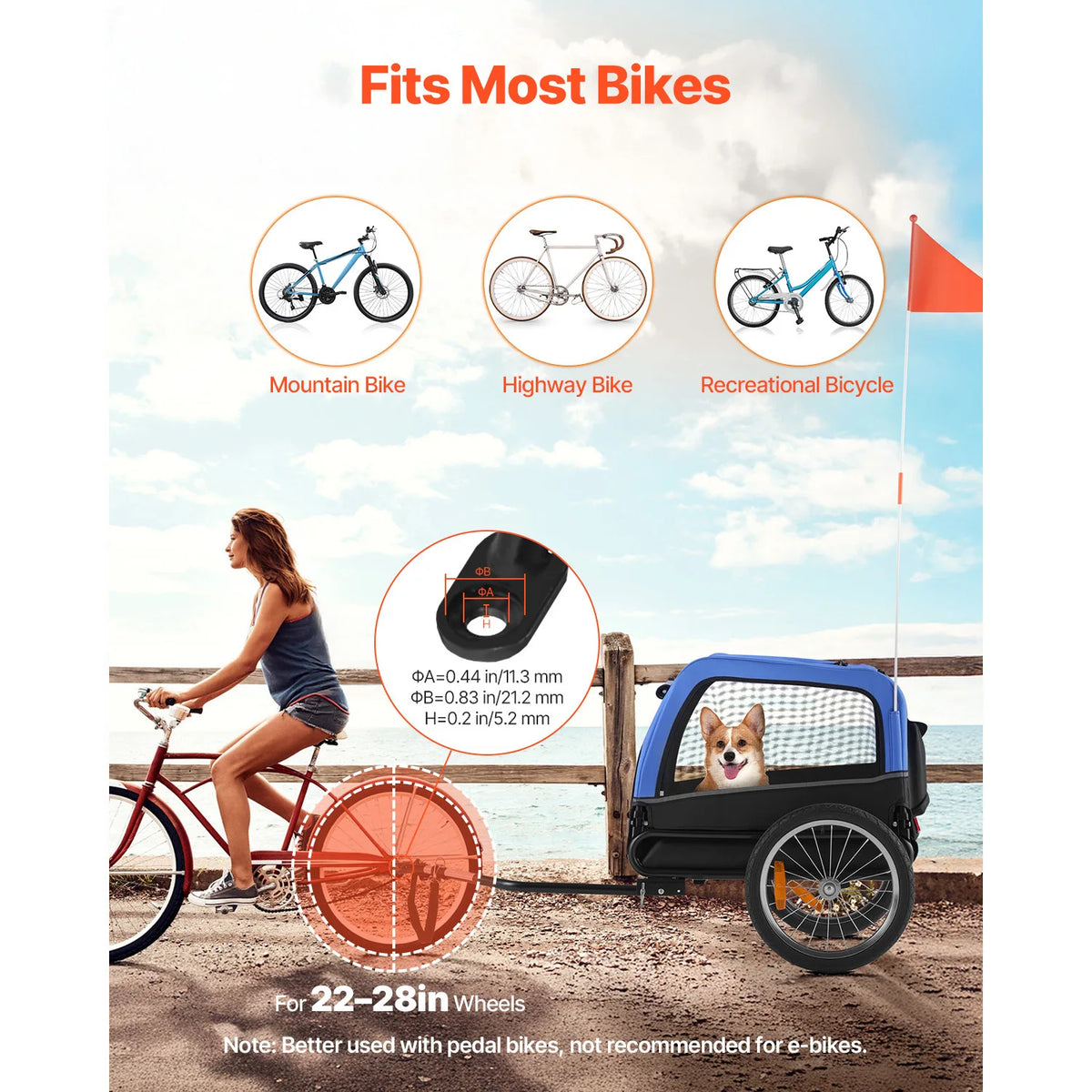 Universal Dog Bike Trailer With Quick Release Wheels And Safety Flag