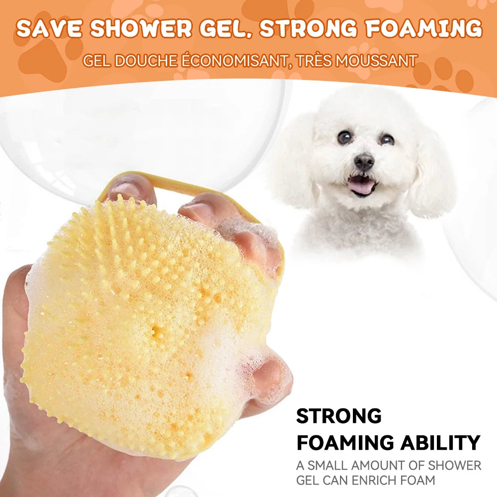 Soft Silicone Dog And Cat Bathing Brush With Shampoo Dispenser