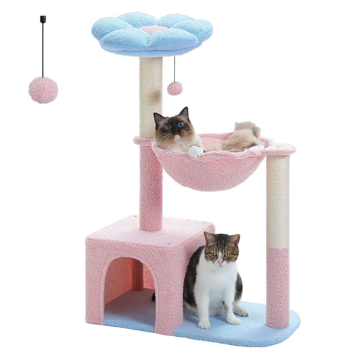 Petepela Flower Cat Tower With Metal Frame Hammock And Sisal Posts