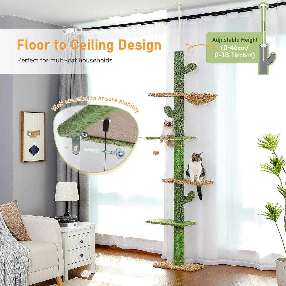 PAWZ Road Cat Tree Tower With Scratching Post And Hammock