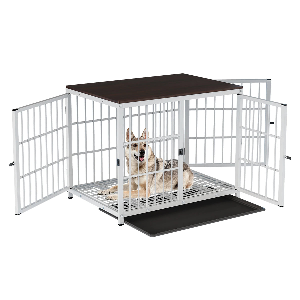 Bingopaw Wooden Dog Crate Furniture With Metal Frame Indoor Kennel