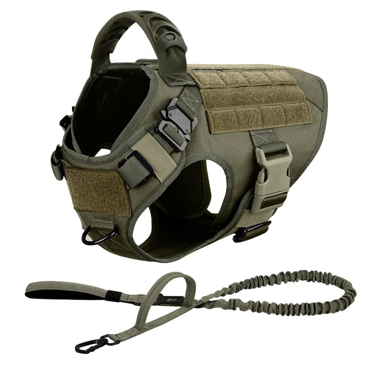 Petravel Padded Military Dog Harness Leash Set With Handle