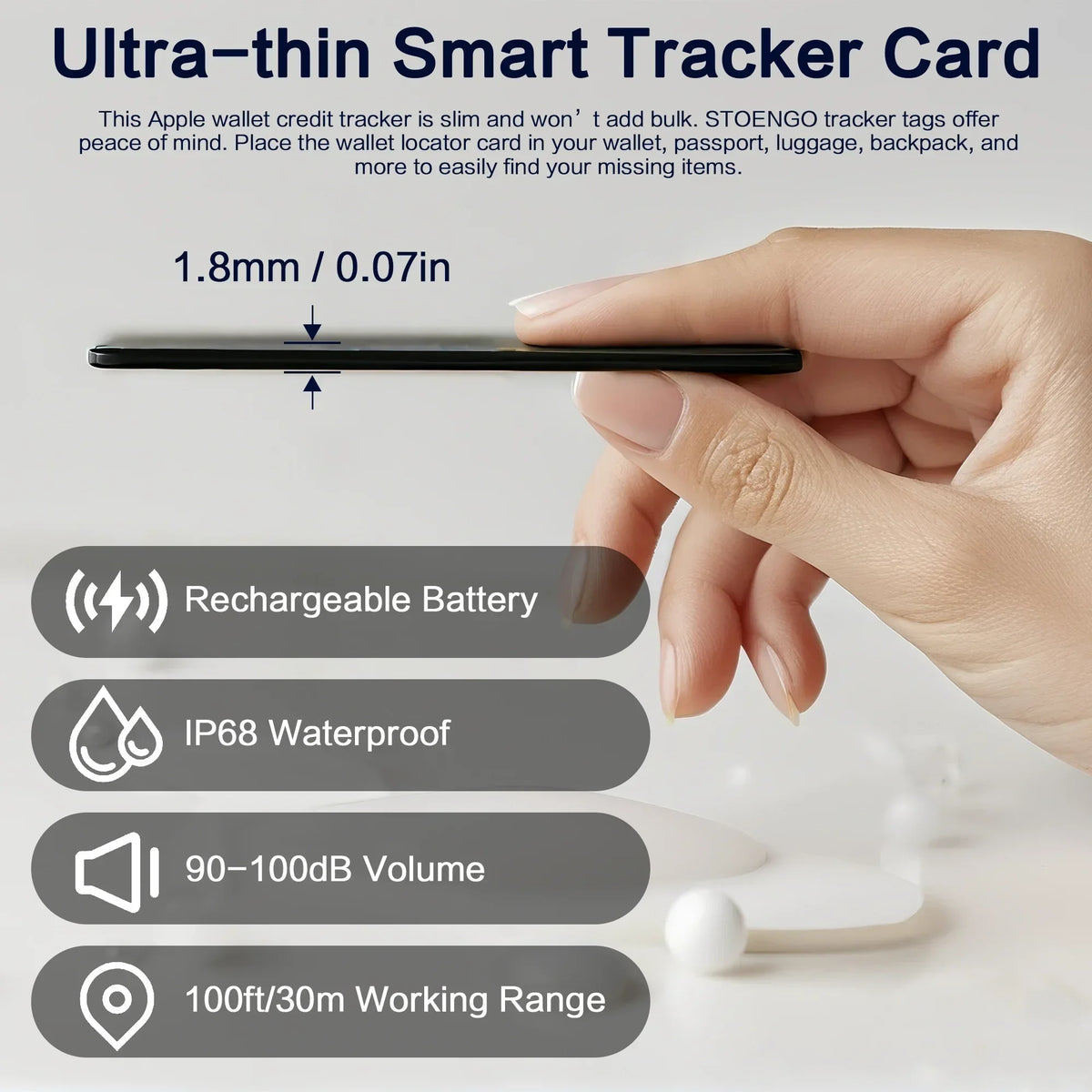 STONEGO Smart Bluetooth Tracker For Wallets, Pets, And Personal Safety