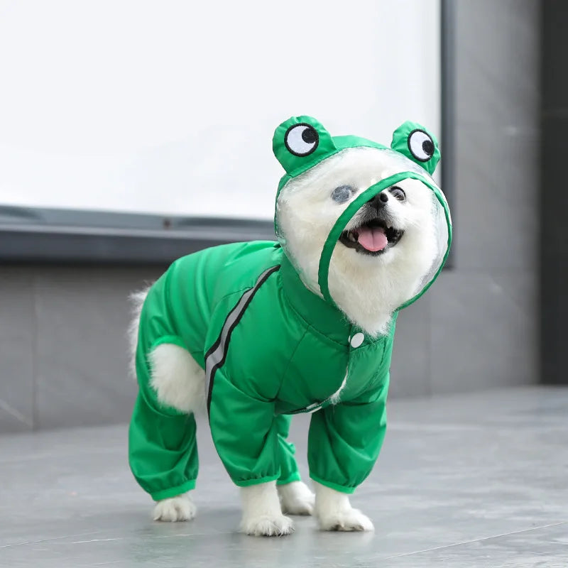 Waterproof Dog Raincoat With Reflective Hood And Lined Design