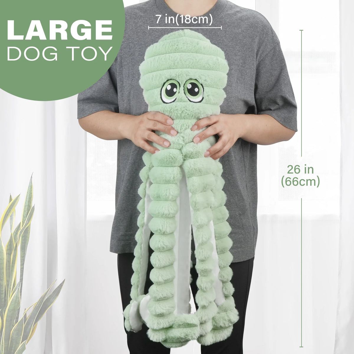 Octopus Plush Dog Toy With Squeaker For Chewing And Play