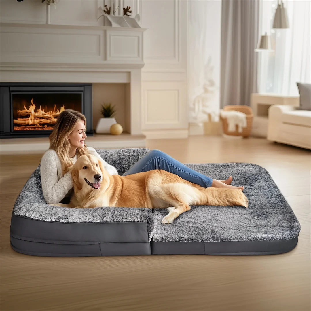BINGOPAW Orthopedic Pet Bed With Plush Cover And Foldable Design