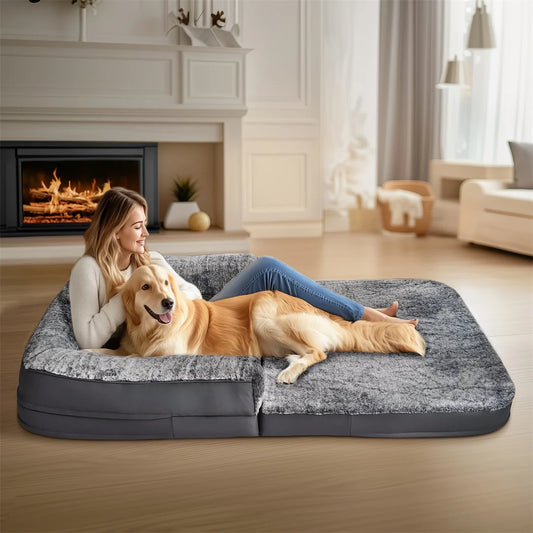 BINGOPAW Orthopedic Pet Bed With Plush Cover And Foldable Design