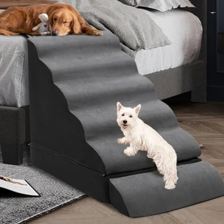 Non Slip Foam Dog Stairs For High Beds With Washable Cover
