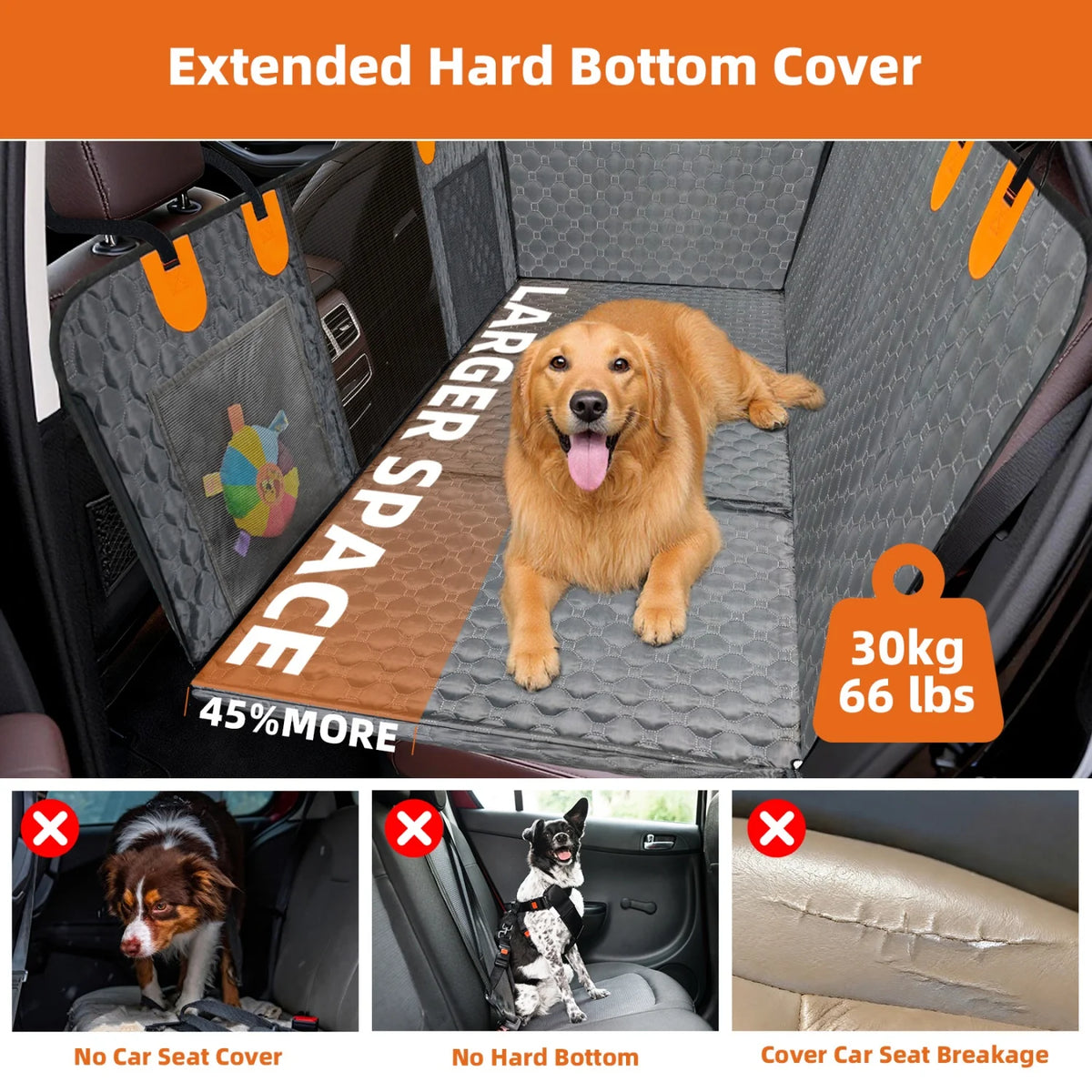 BINGOPAW Waterproof Dog Car Seat Cover For Pet Backseat Protector