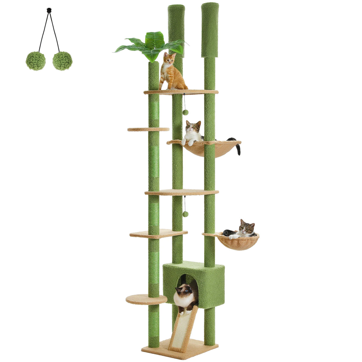 PawZ Road Height Adjustable Cat Tower With Sisal Scratching Posts