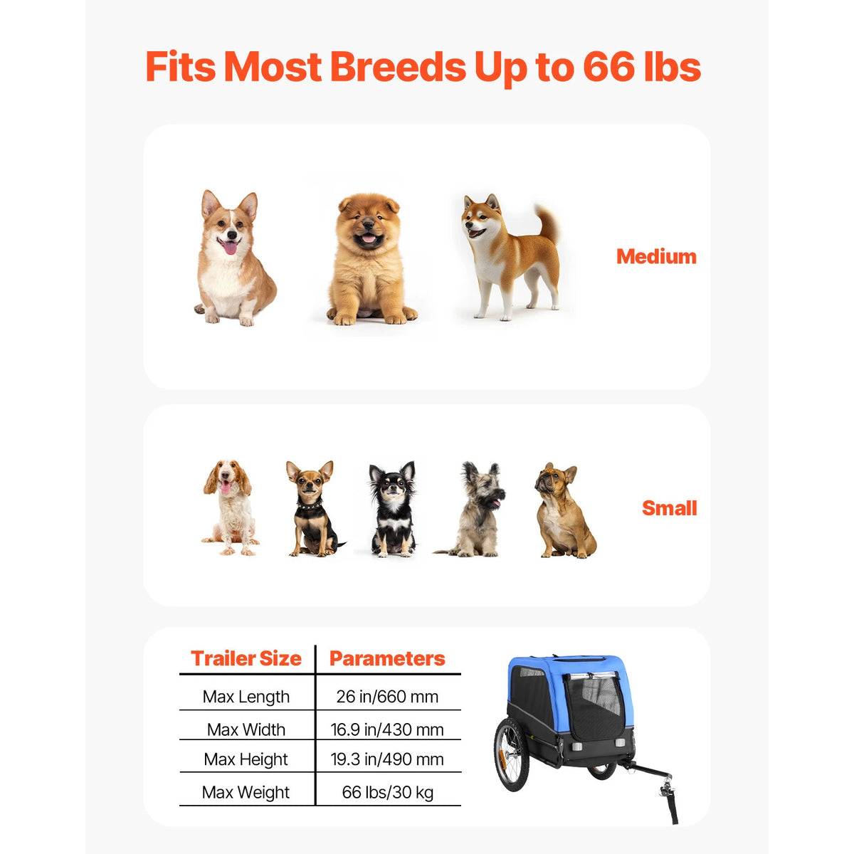 Universal Dog Bike Trailer With Quick Release Wheels And Safety Flag