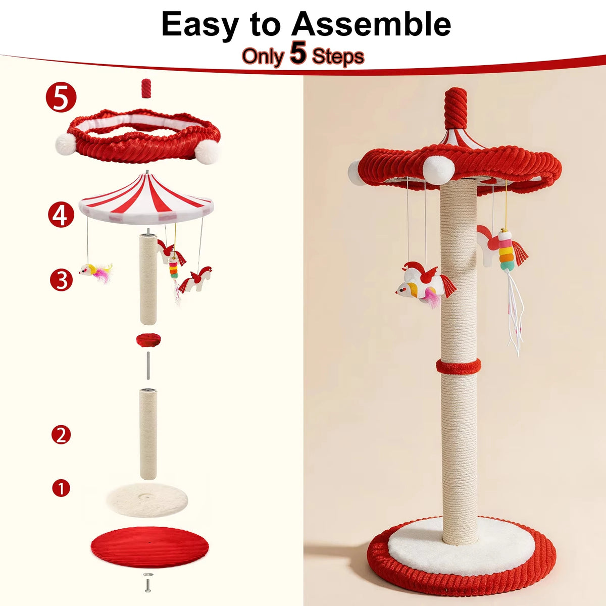 CWV Carousel Cat Tree With Rotating Toy And Scratching Post
