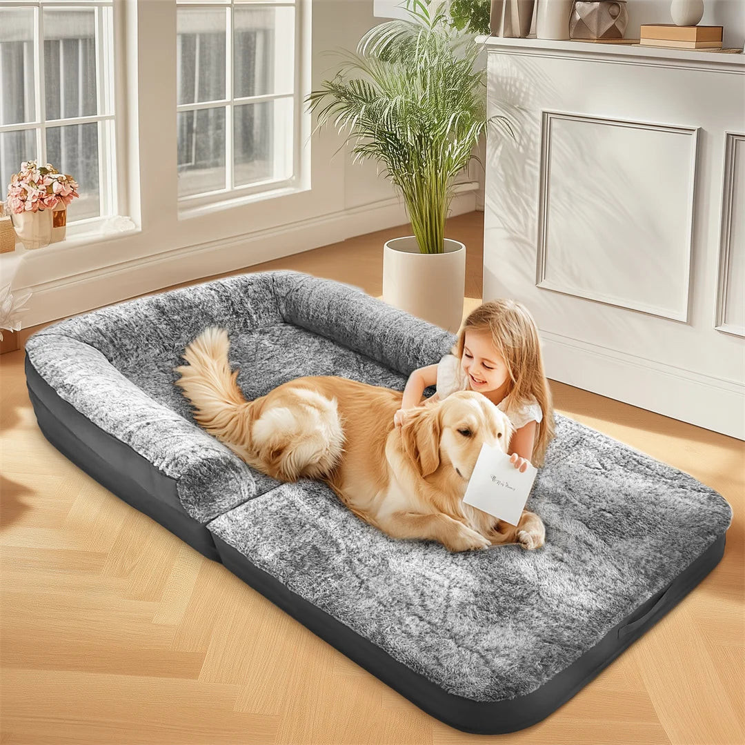 BINGOPAW Orthopedic Pet Bed With Plush Cover And Foldable Design