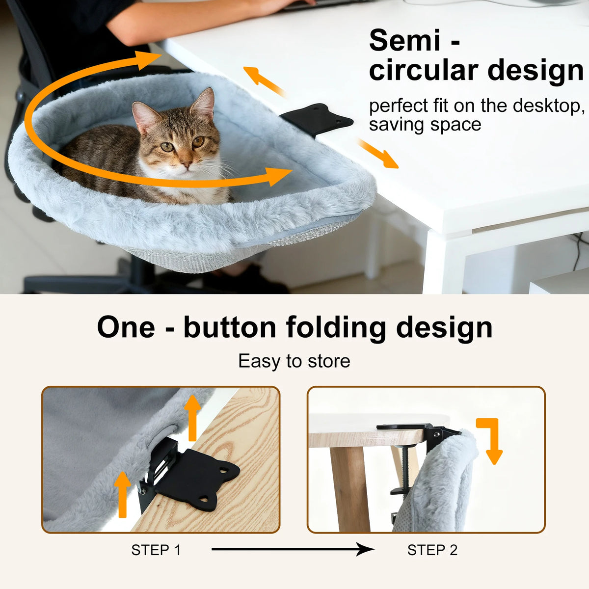 CWV Foldable Cat Desk Bed Hammock For Comfortable Indoor Rest