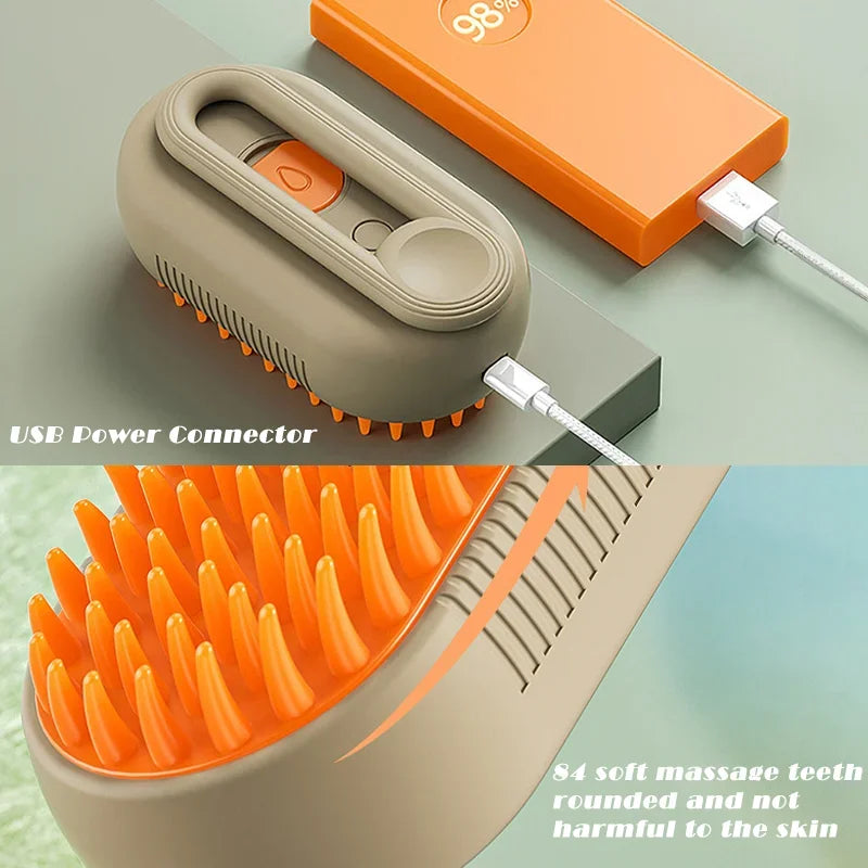 Electric Steam Grooming Brush Hair Remover For Cats And Dogs