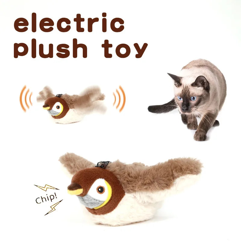 Rechargeable Interactive Bird Toy For Cats And Dogs Chirping Plush Toy