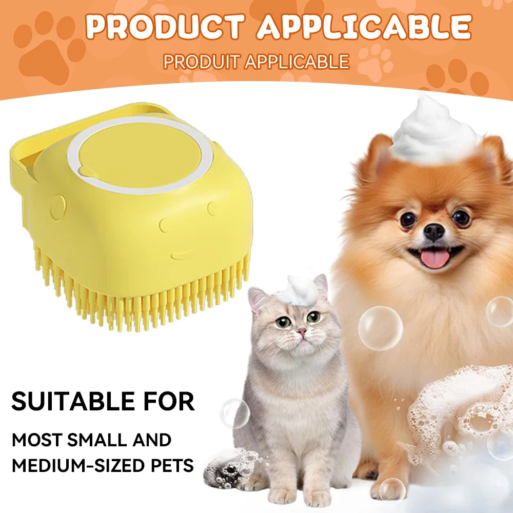 Soft Silicone Dog And Cat Bathing Brush With Shampoo Dispenser