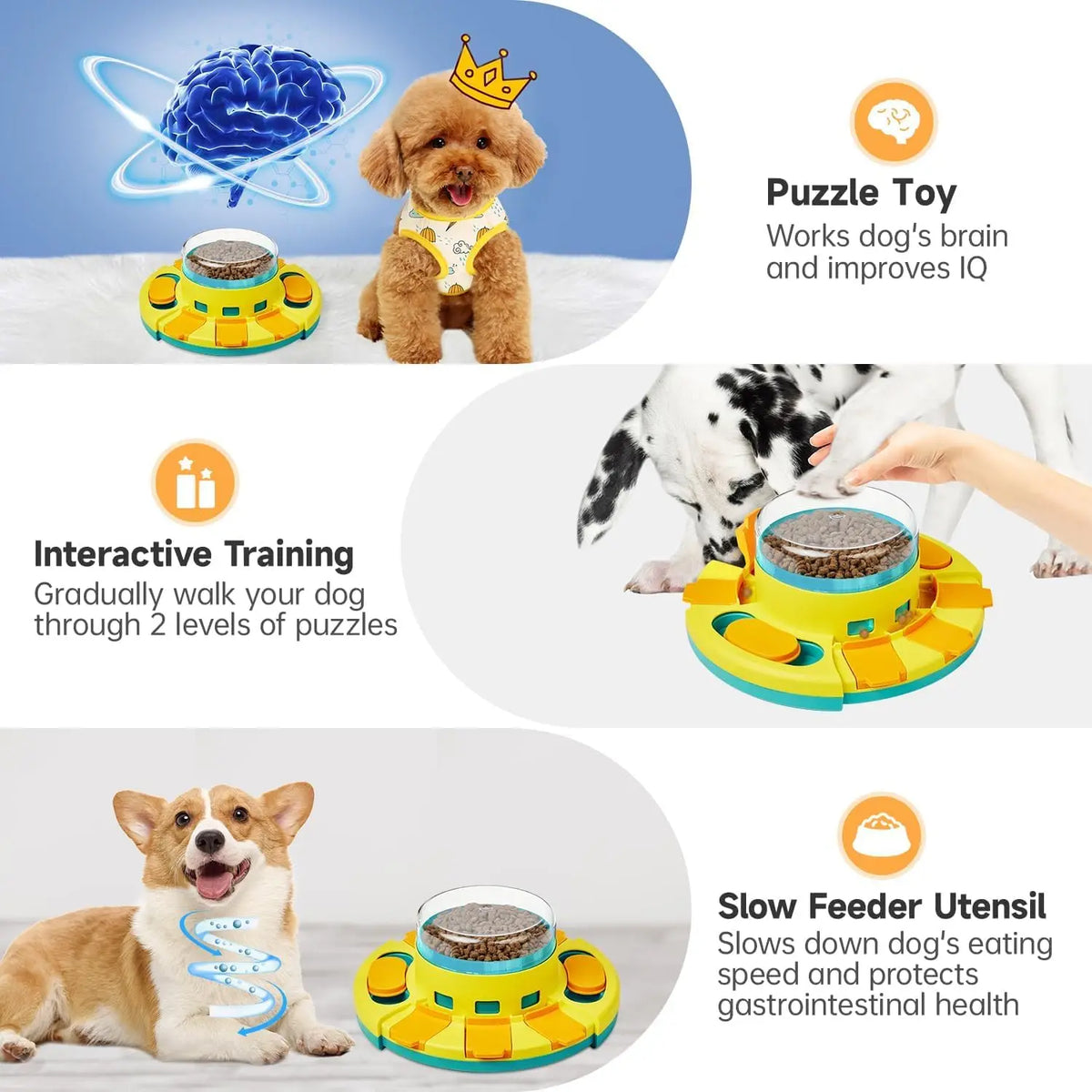 Premium Double Layer Dog Puzzle Toy And Slow Feeder Set