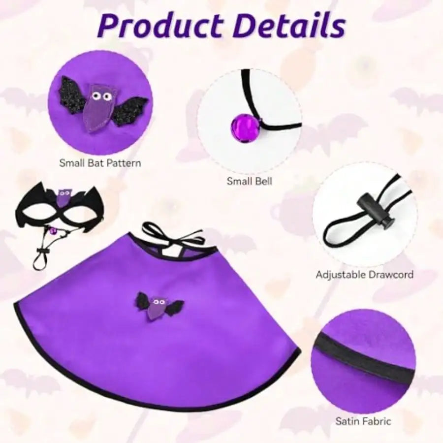 Vampire Halloween Cape And Bat Mask For Dogs And Cats